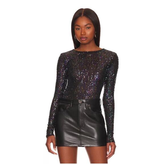 Free People Intimately Gold Rush Long Sleeve Sequin Top Combo Classic Small - Picture 1 of 7